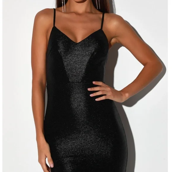 LULU'S Shiny Black Mermaid Maxi Dress - Picture 2 of 6